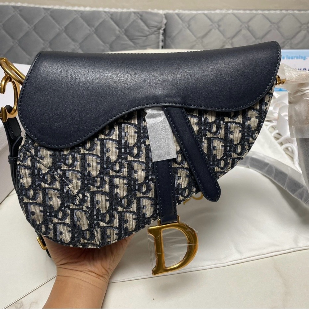 Navy and Gold Saddle Bag